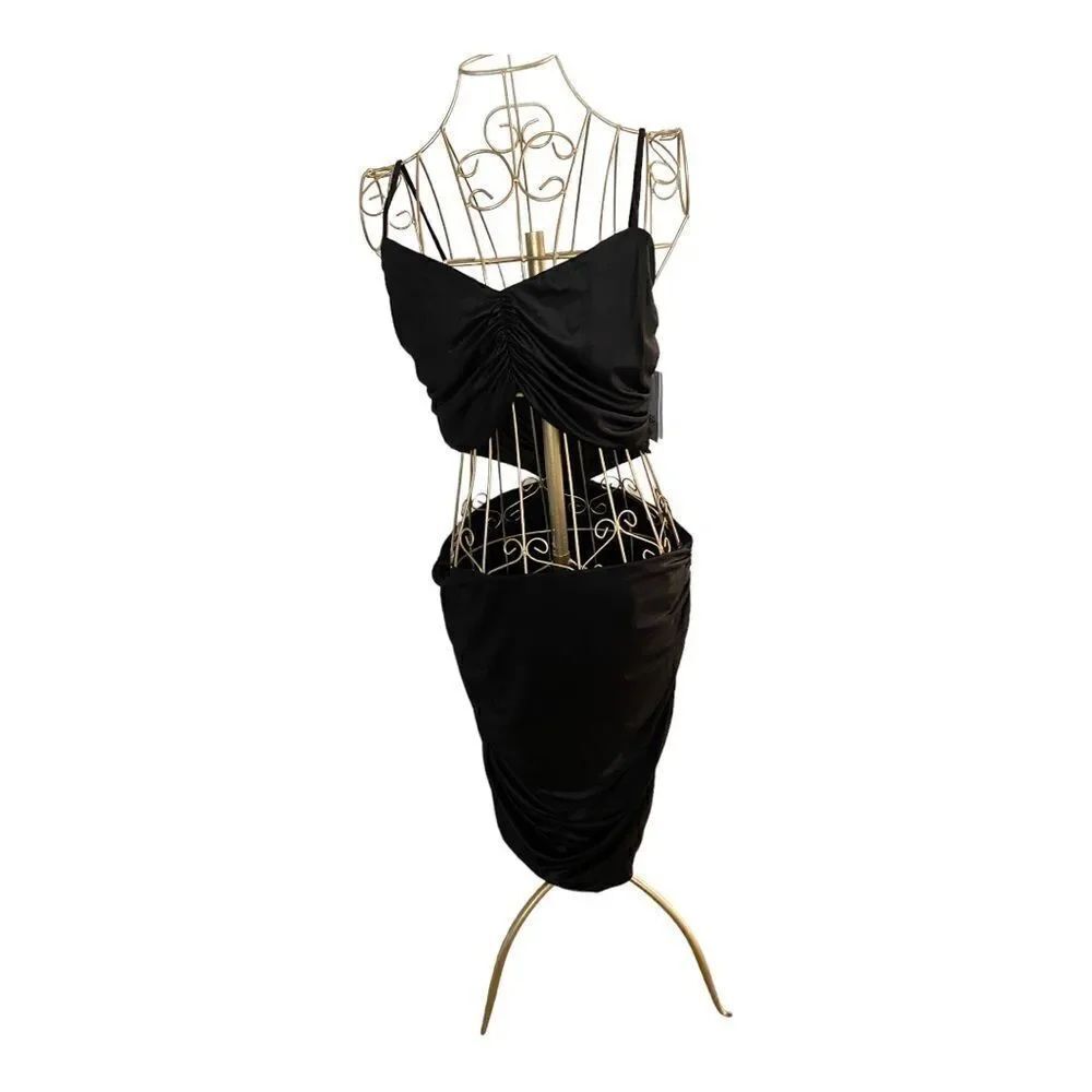 BP Black Cut Out Ruched Bodycon Dress NWT Sizes M L